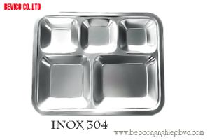 Khay cơm inox 5 ngăn (mã 383030P23) | Inox 201 & 304 | KT: 38 x 30 x 3cm
