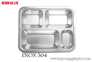 Khay cơm inox 4 ngăn 304 (mã 282230P3) |Inox 304 | KT: 28 x 22 x 3cm