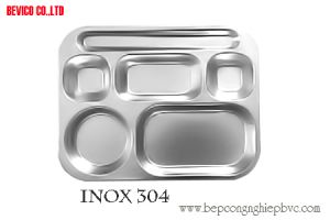Khay inox 6 ngăn (mẫu 322525P3) | Inox 304 | KT: 32 x 25 x 2.5cm