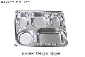 Khay inox 5 ngăn sâu lòng (mẫu 332540-5NP23) | Inox 201 & 304 | KT: 33 x 25 x 4cm