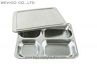 Khay inox 4 ngăn sâu lòng - Nắp inox (mã 282240-4NS3)  | Inox 304 | KT: 28 x 22 x 4cm