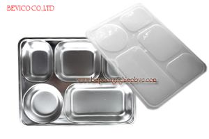 Khay inox 5 ngăn (mẫu 332535-5NP23) | Inox 201 & 304 | KT : 33 x 25 x 3,5cm