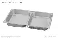 Khay inox 1/1 - 2 ngăn, kt : 530 x 325 x 65 mm