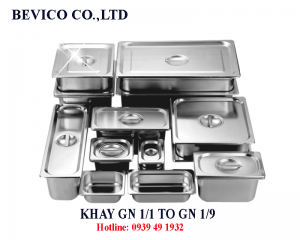 Khay inox đựng thực phẩm có nắp (nhiều size) | 1/1, 1/2, 1/3, 1/4, 1/6, 1/9