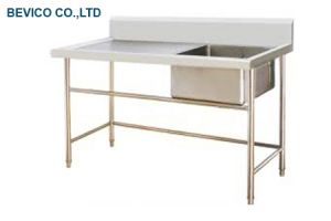 BÀN CHẬU ĐƠN INOX, KT: 120 x 75 X 80/90 CM